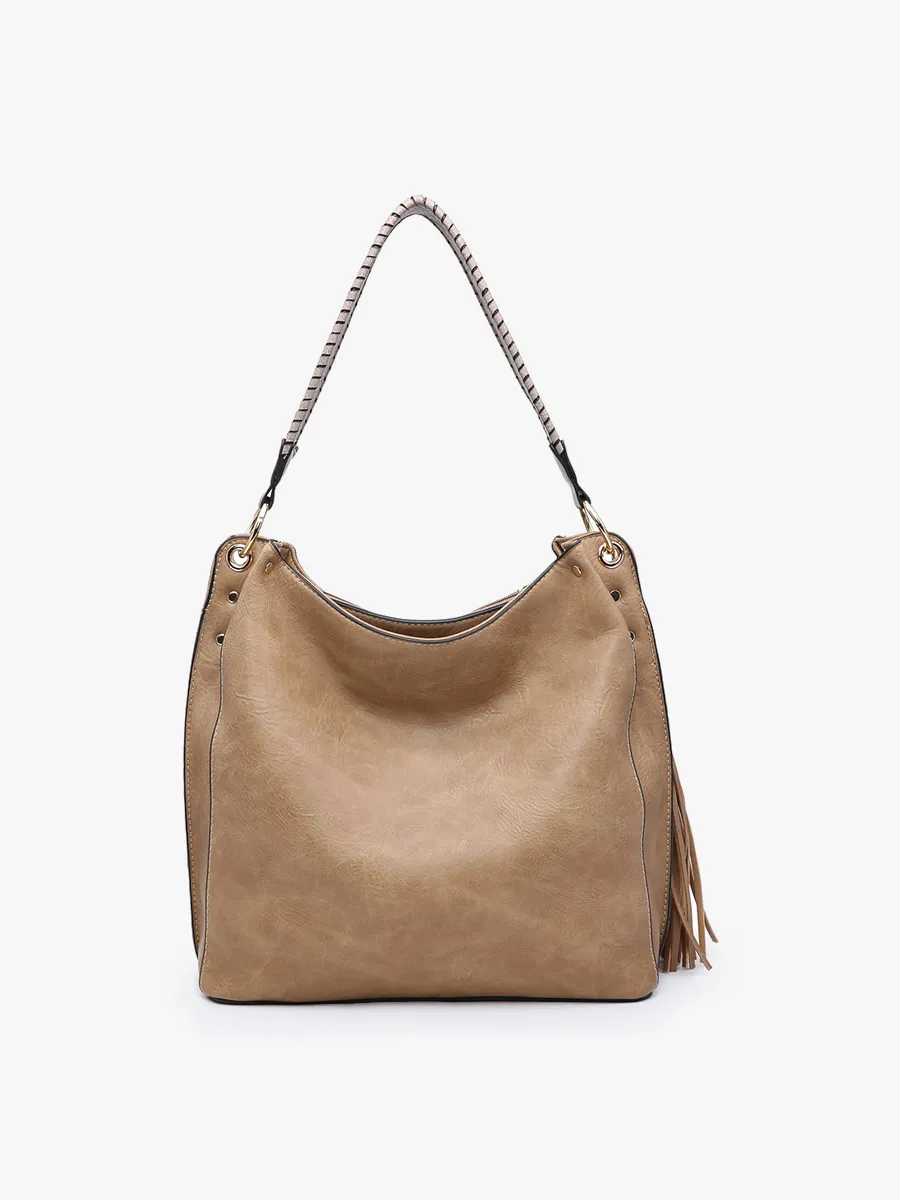 Amber Three Compartment Tassel Hobo Bag