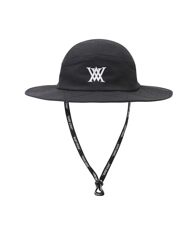 ANEW Golf: Embossed Big Brim Perforated Bucket Hat - Black