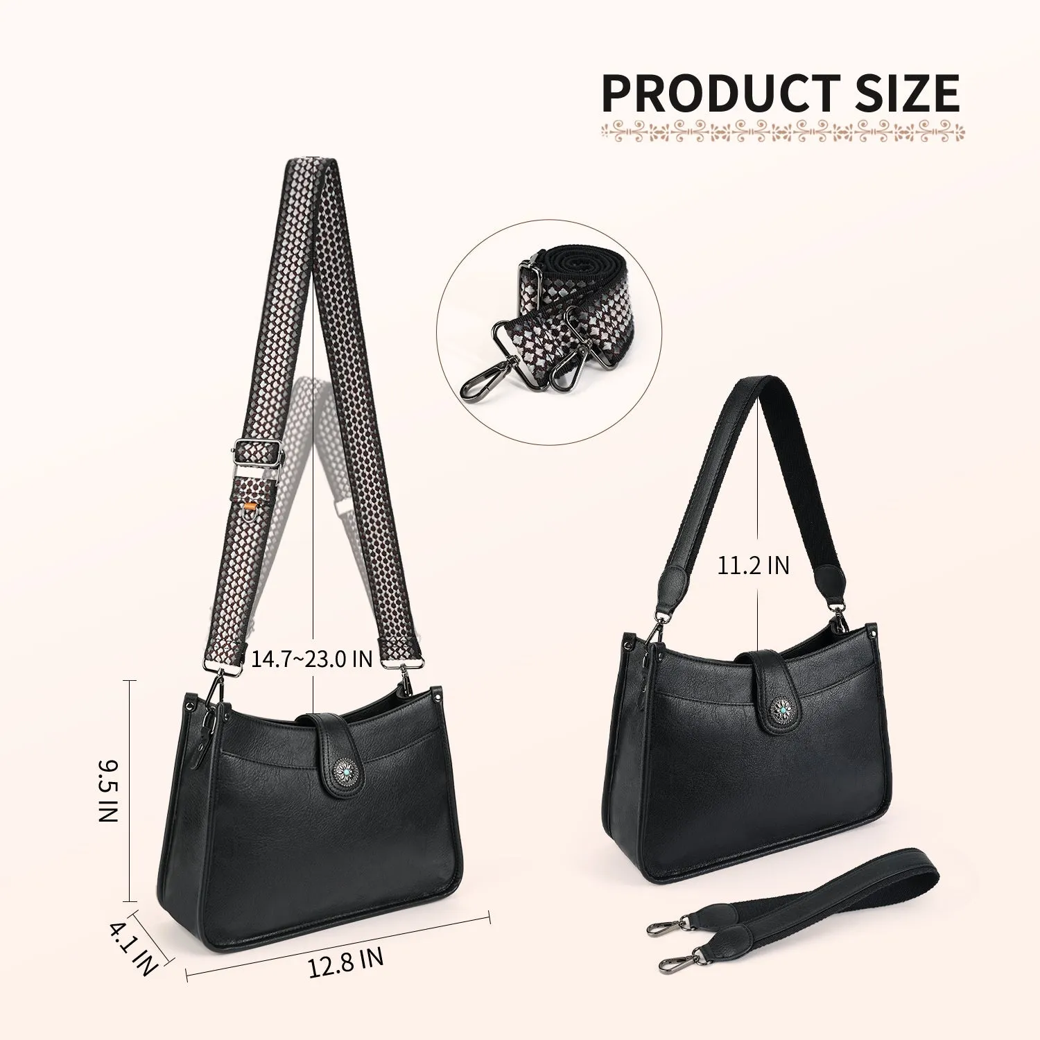 APHISON Crossbody Bags For Women Trendy, Leather Hobo Handbag Crossbody Purses Shoulder Bucket Bag with 2 Adjustable Strap