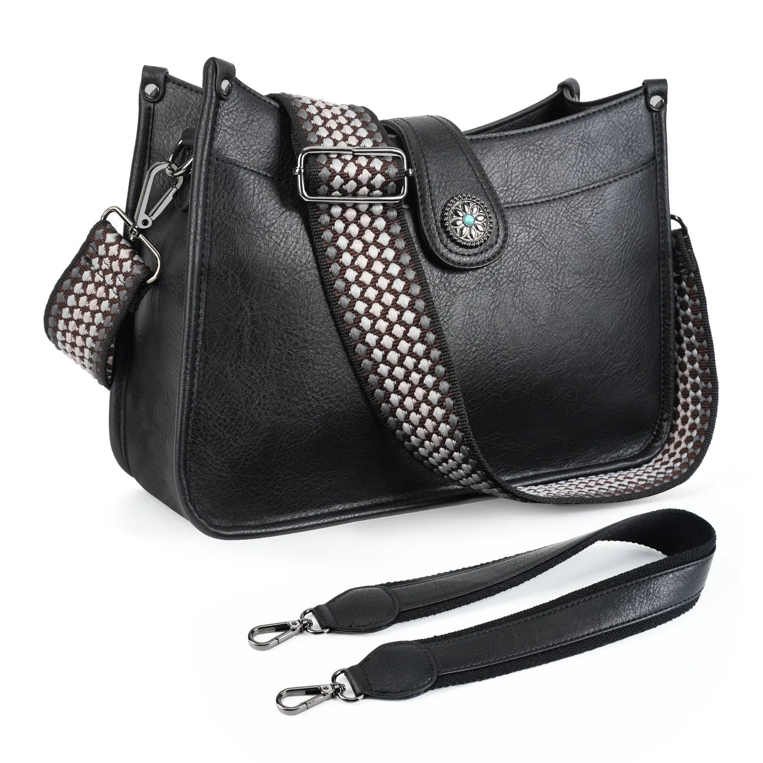 APHISON Crossbody Bags For Women Trendy, Leather Hobo Handbag Crossbody Purses Shoulder Bucket Bag with 2 Adjustable Strap