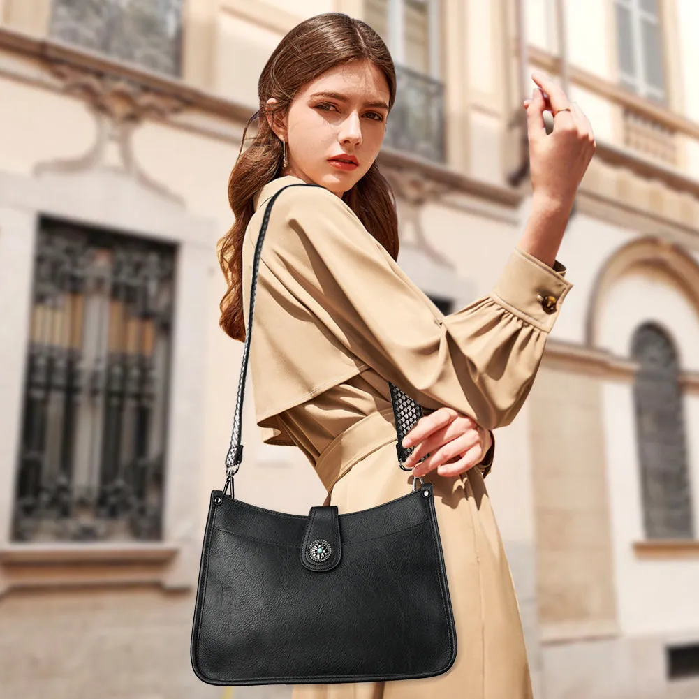 APHISON Crossbody Bags For Women Trendy, Leather Hobo Handbag Crossbody Purses Shoulder Bucket Bag with 2 Adjustable Strap