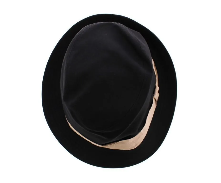 Black Cotton Logo Fedora Trilby Hat