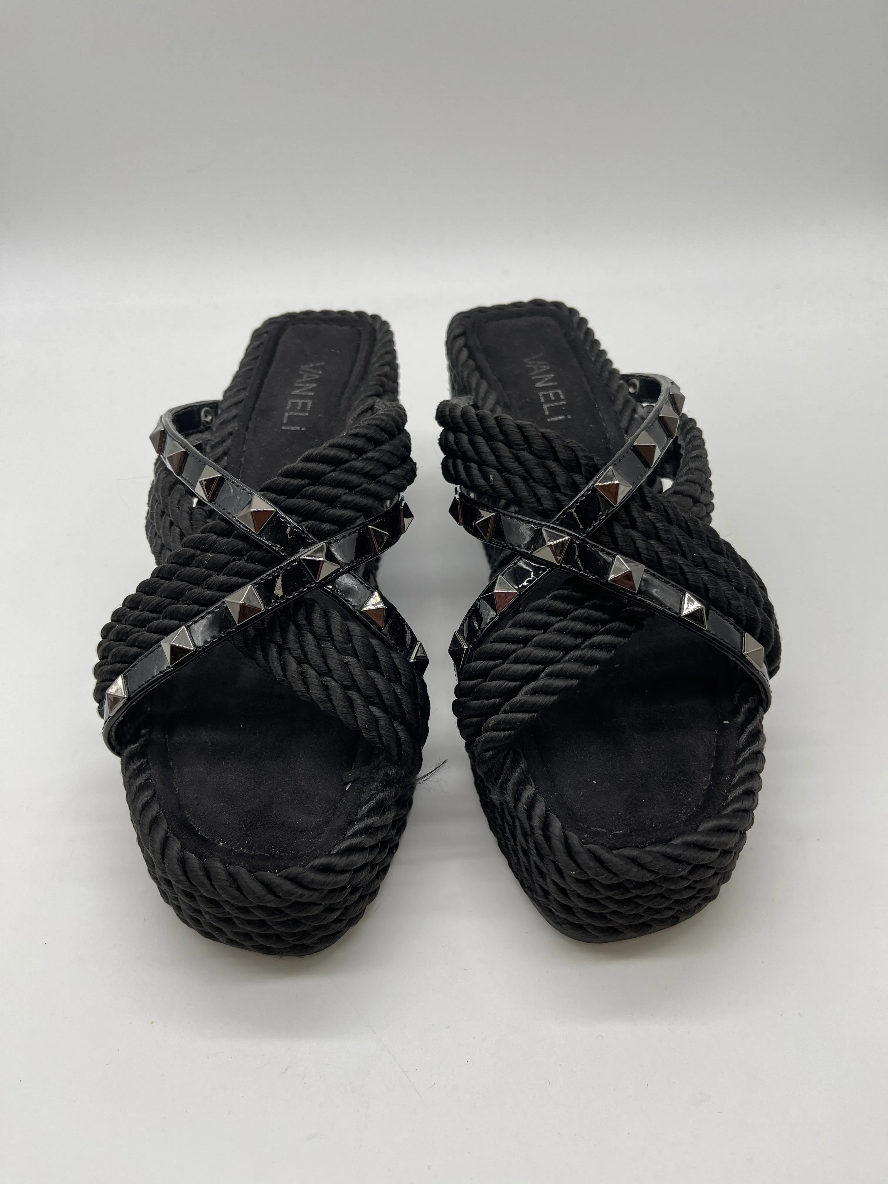 Black Sandals Heels Platform Vaneli, Size 7