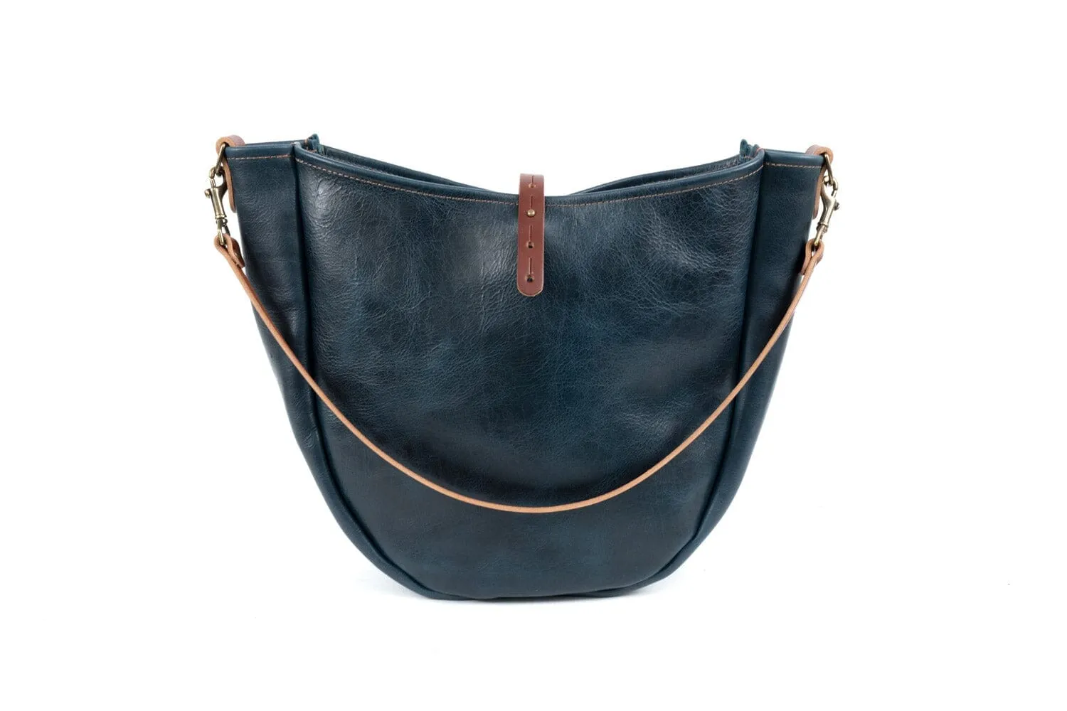 CELESTE LEATHER HOBO BAG - LARGE - INDIGO BISON