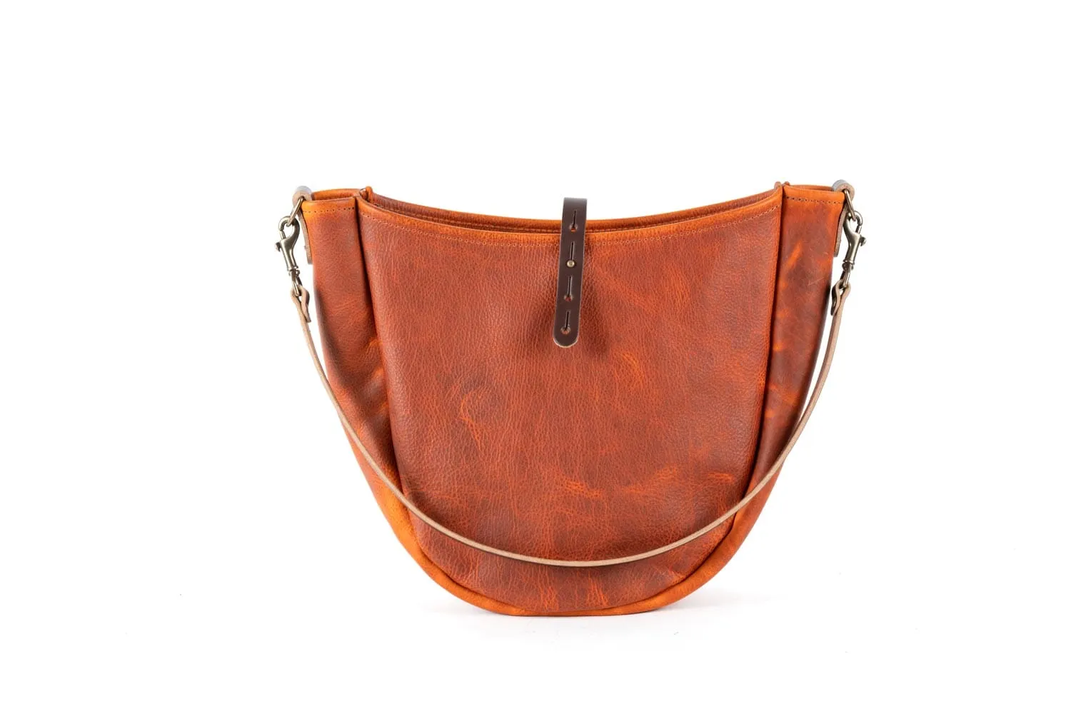 CELESTE LEATHER HOBO BAG - MEDIUM - TANGERINE BISON