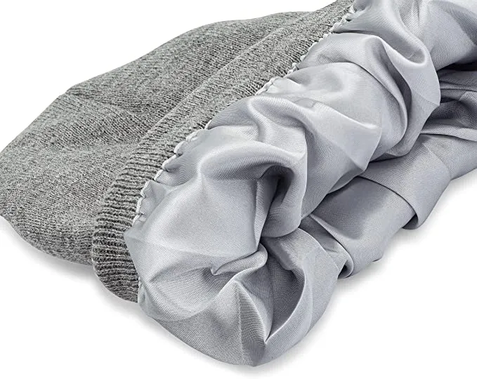 Curly Girl® Women's Satin Lined Knit Cuffed Beanie, Acrylic Winter Hats for Women or Men's Soft Unisex