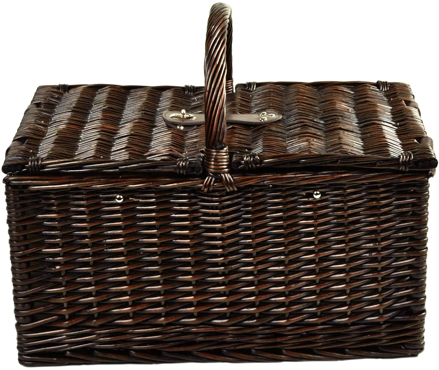 (D) Buckingham Picnic Basket for 4 Set for Outdoor (Brown)