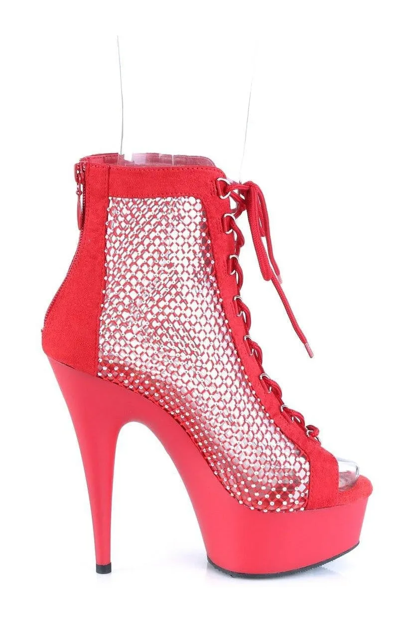 DELIGHT-600-33RM Ankle Boot | Red Faux Suede
