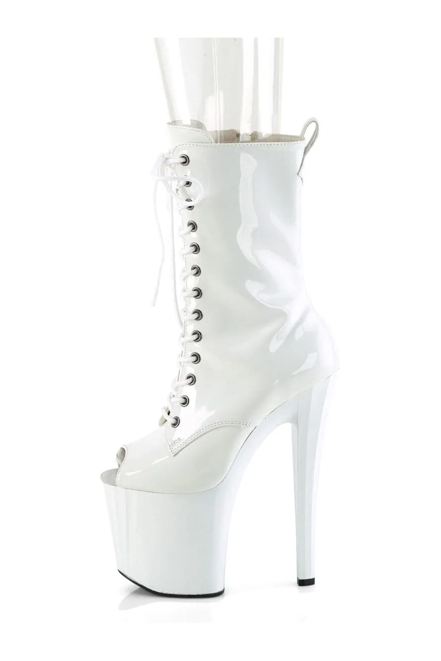 ENCHANT-1041 White Patent Ankle Boot