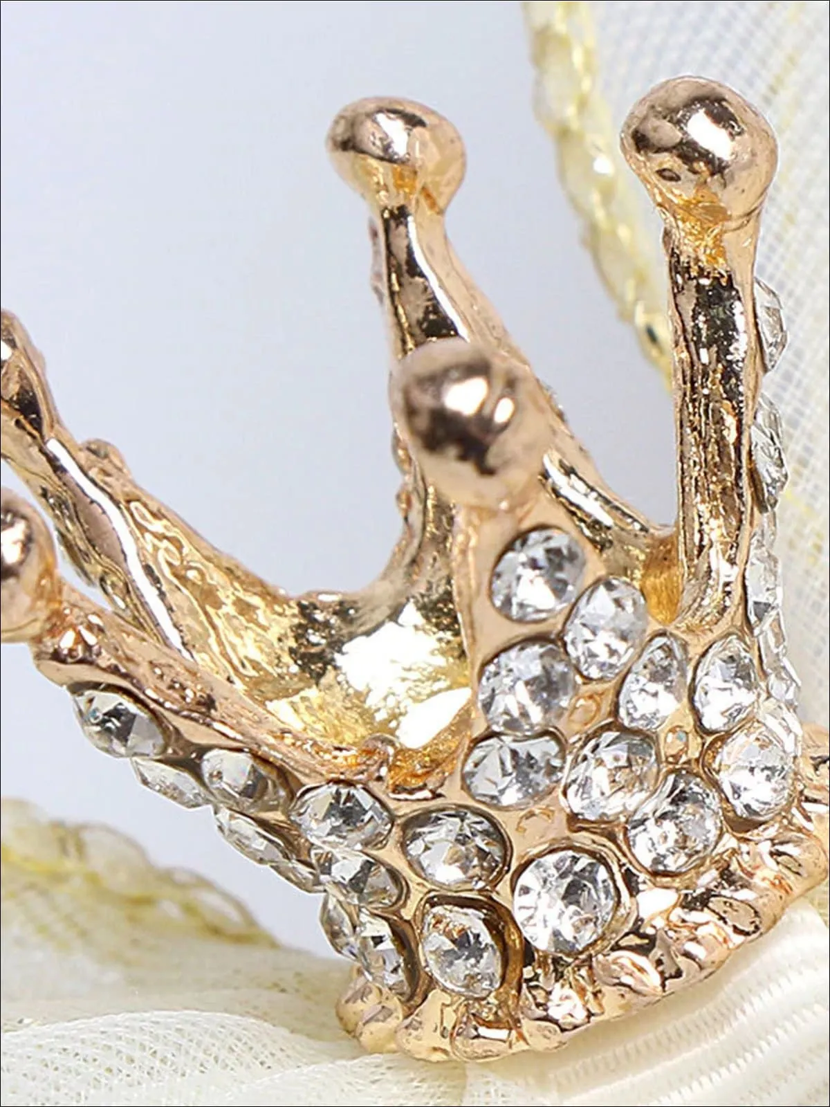 Girls Bow and Rhinestone Embellished Crown Hair Clip