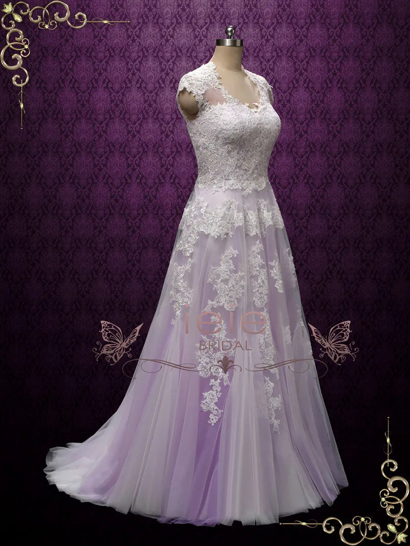 Lavender Purple Boho Beach Lace Wedding Dress | Korynne