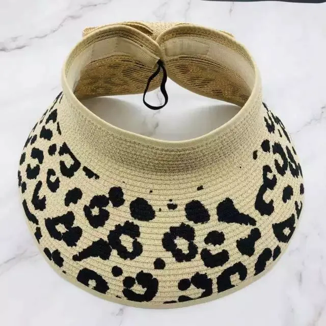 Leopard Bow Straw Hat