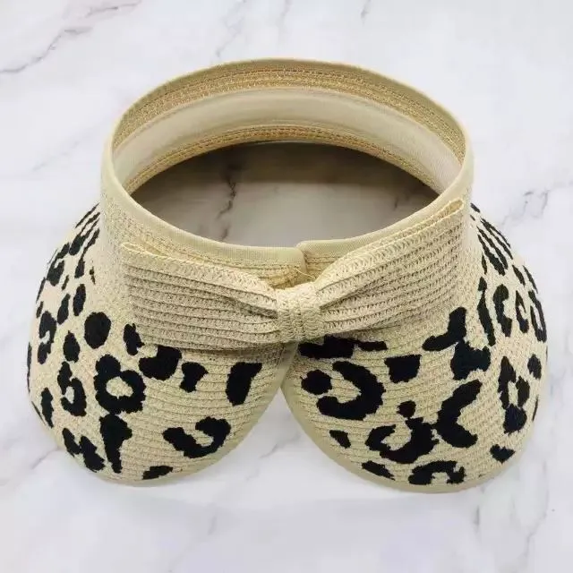 Leopard Bow Straw Hat