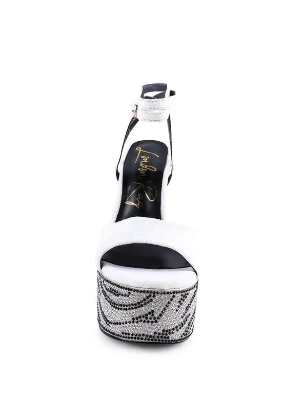 London Rag Ultra High Platform Diamante Sandals