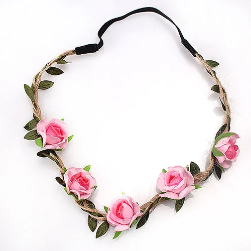 M MISM 2018 Boho Floral Headband For Women Hair Accessories New Wreath Headbands Kids Girls Rose Flowers Hair Bands Garland