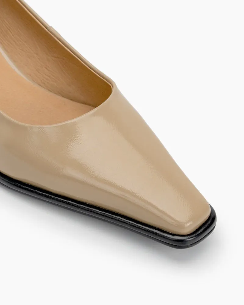 Minimalist Temperament Square Toe Leather Pumps