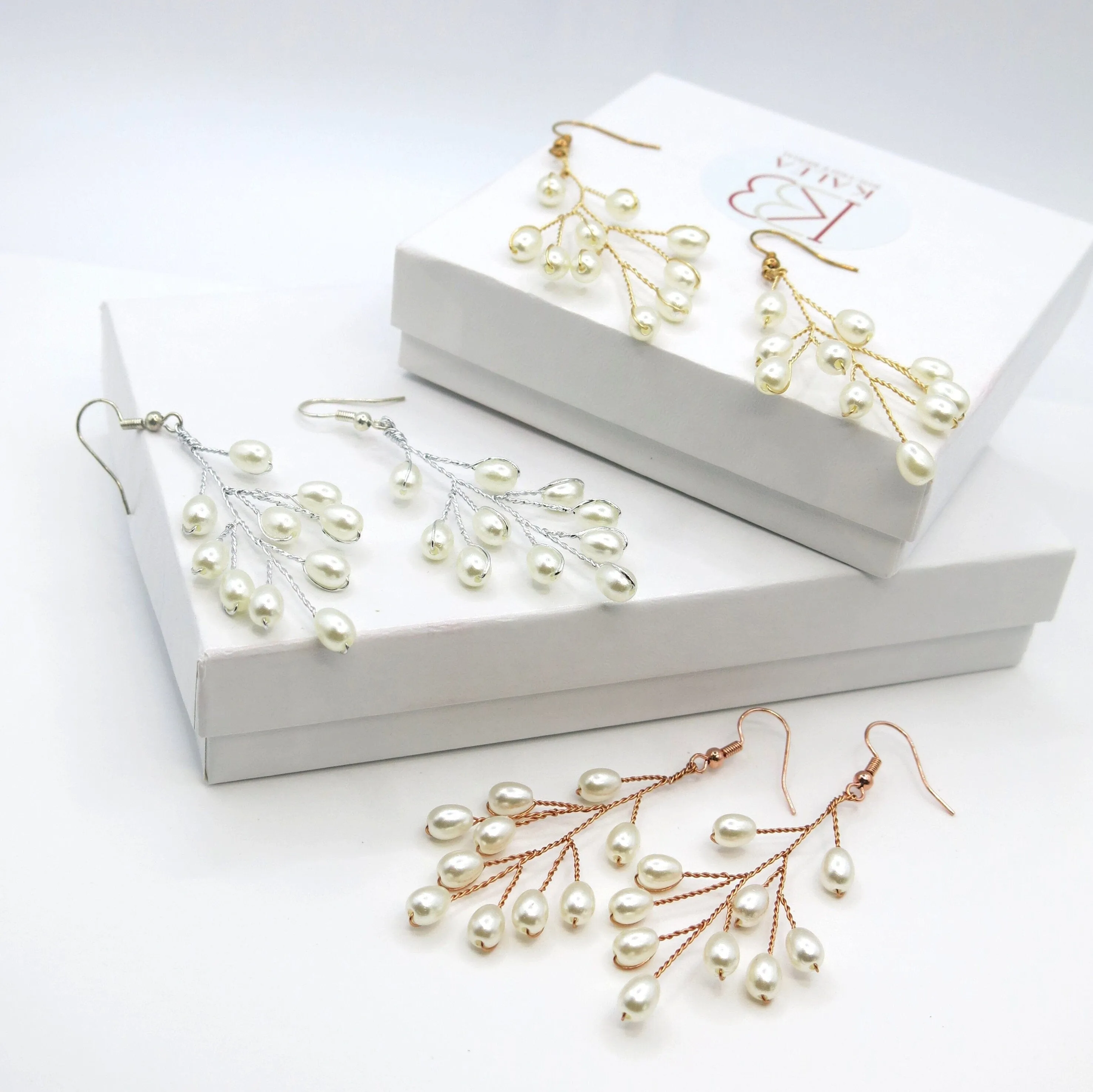 Oval Pearl Dangle Earrings, Boho Wedding Bridal or Bridesmaid Pearl Earrings
