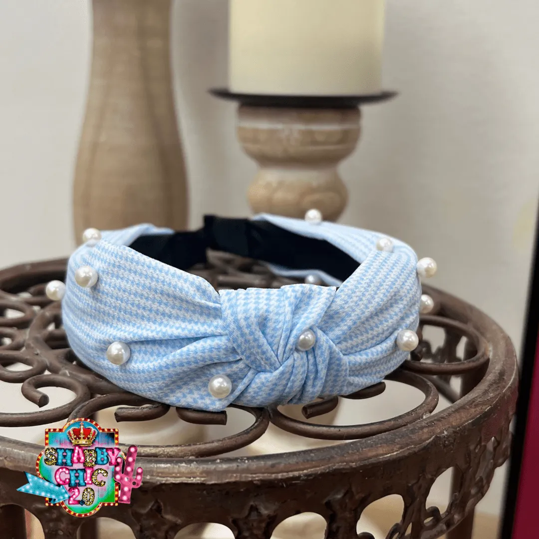 Pearl Studded Gingham Headbands
