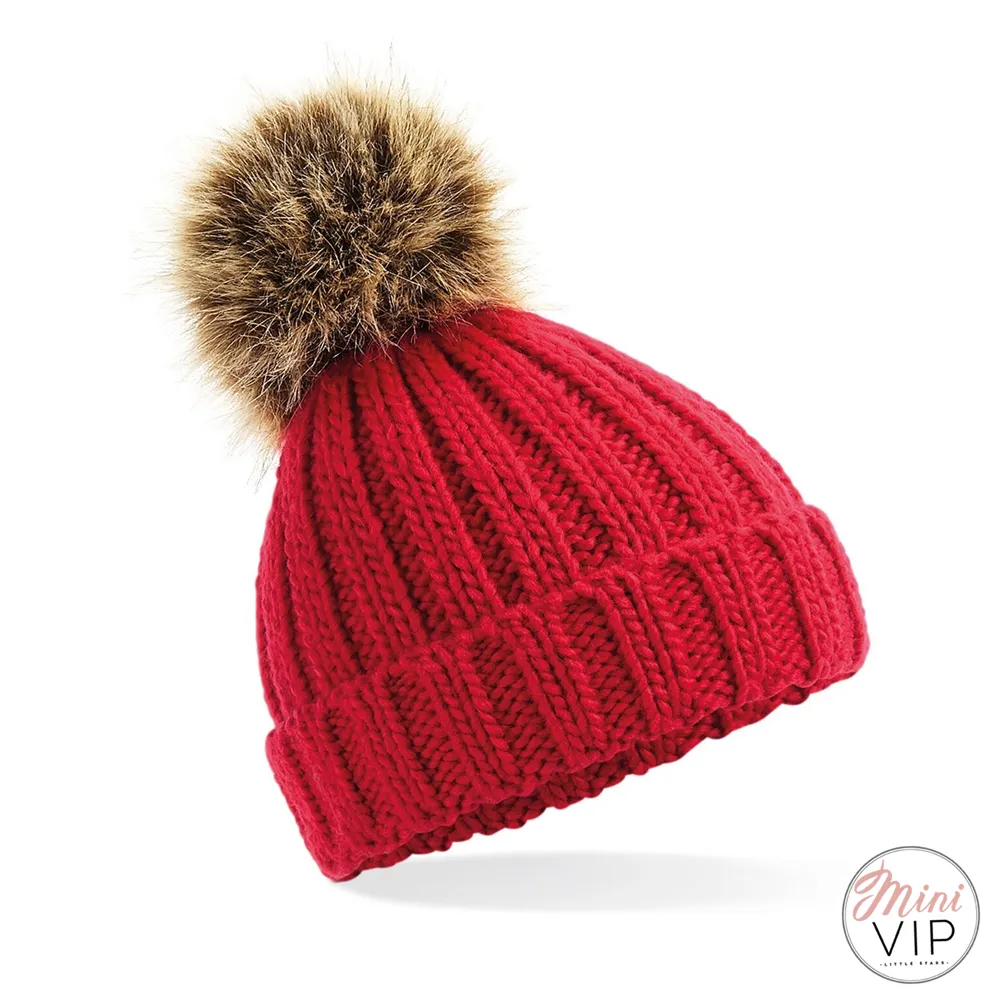 Pom Pom Chunky Beanie Hat - Infants, Junior & Adult sizes