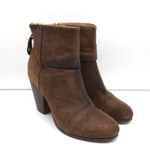 Rag & Bone Classic Newbury Ankle Boots Brown Suede Size 9 High Heel Booties