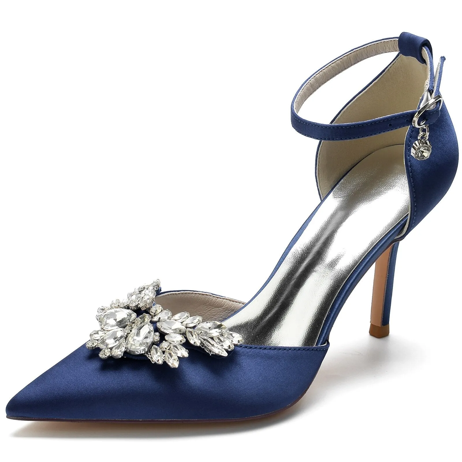 Thin Heels with Big Stone Crystals Bridal Wedding Pumps