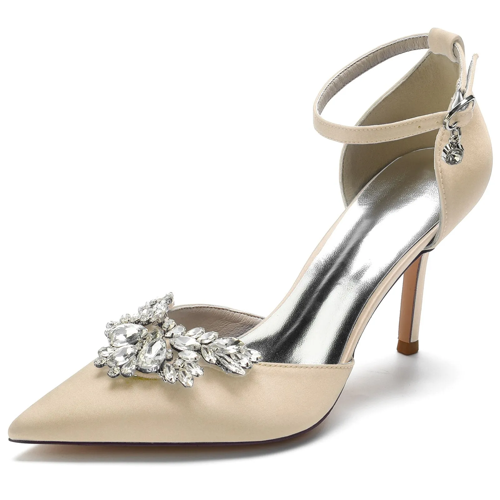 Thin Heels with Big Stone Crystals Bridal Wedding Pumps