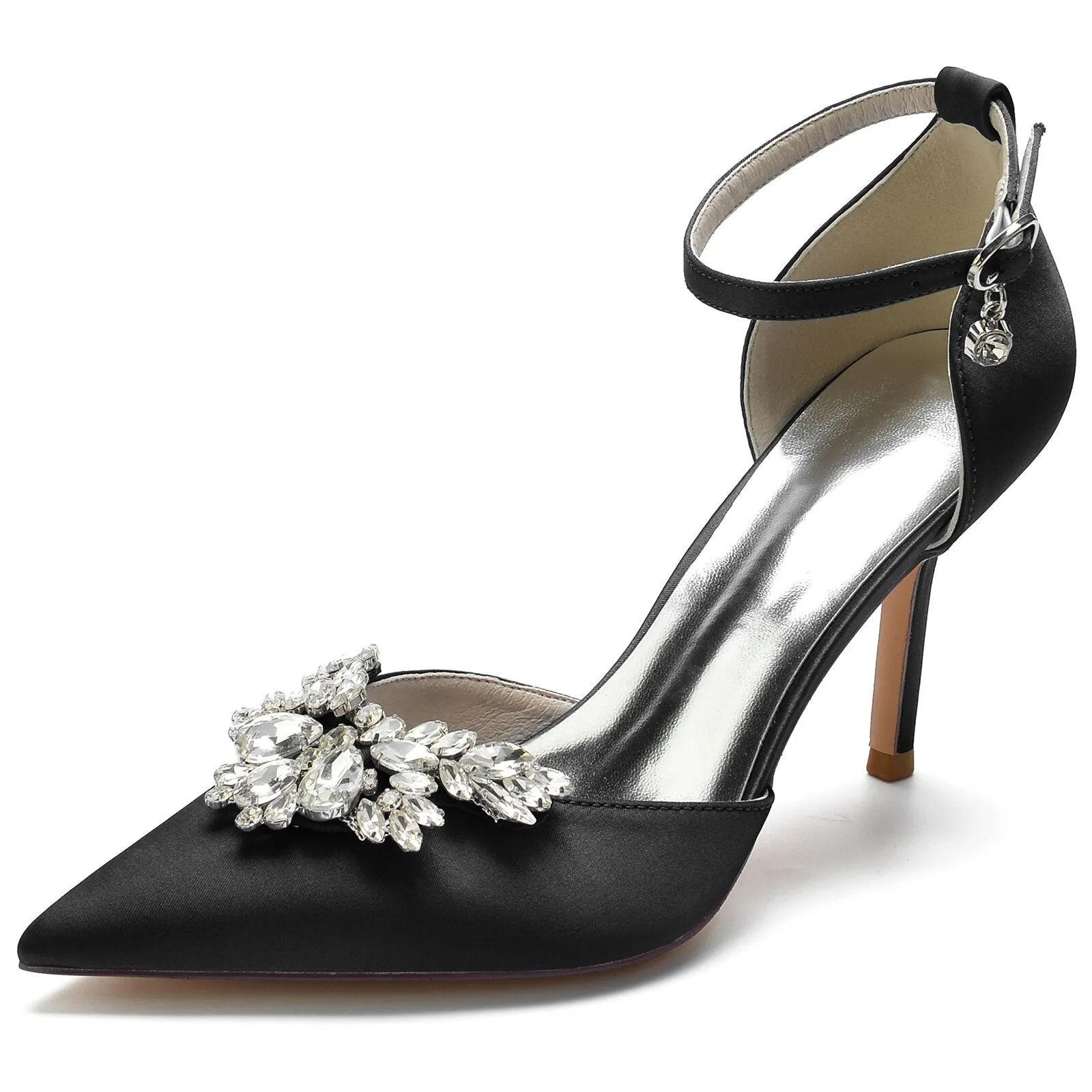 Thin Heels with Big Stone Crystals Bridal Wedding Pumps